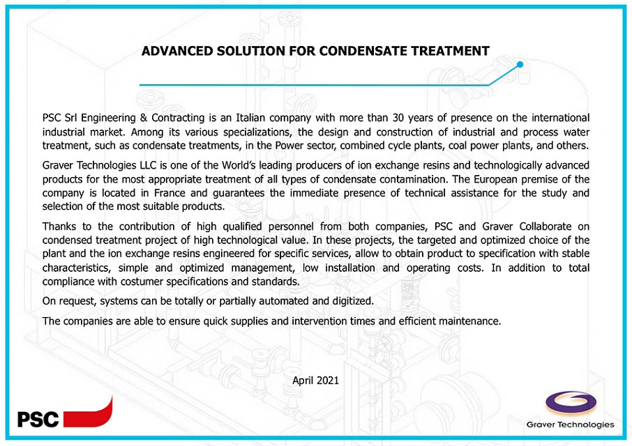 ADVANCED SOLUTION FOR CONDENSATE TREATMENT