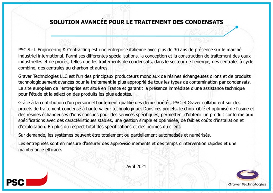 SOLUTION AVANCÉE POUR LE TRAITEMENT DES CONDENSATS