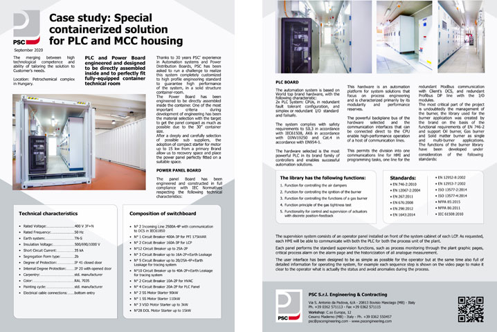 Case study: Special containerized solution for PLC and MCC housing